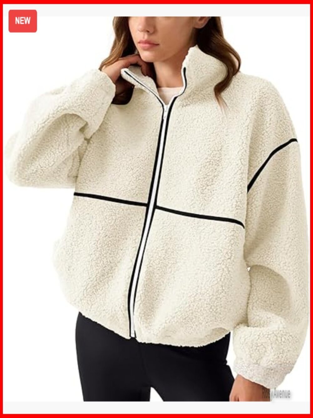 Oversized Fuzzy Sherpa Fleece Zip Up Jacket Sweatshirt